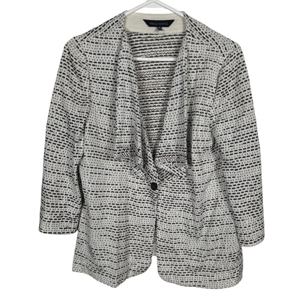 Ming Wang Textured Patterned Blazer Jacket, Size M